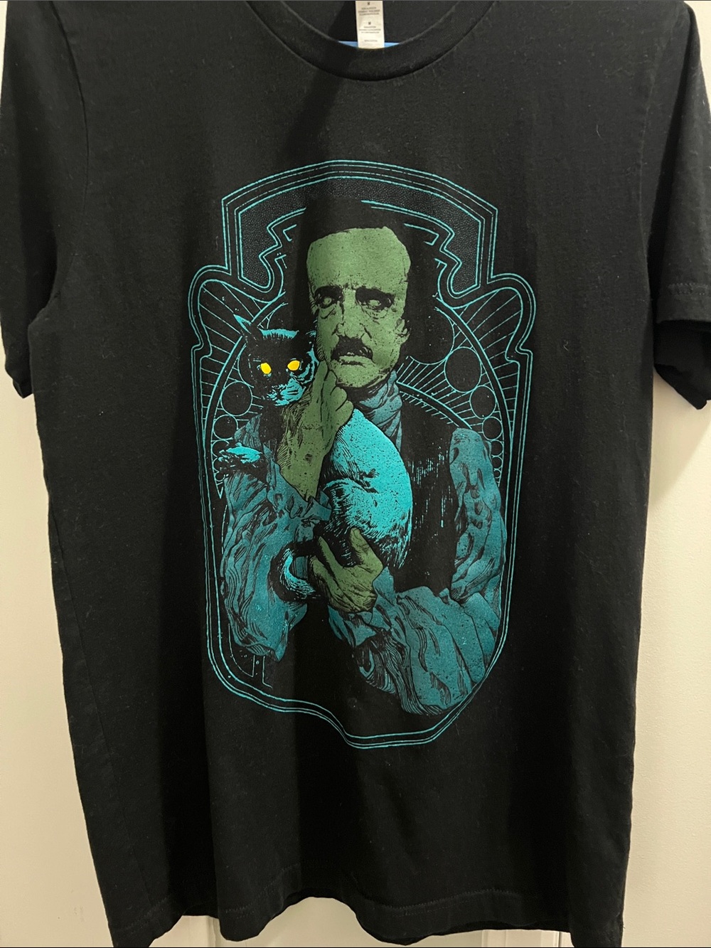 Wicked Clothes "Poe and the Black Cat" Black Tee Shirt Size Uni S